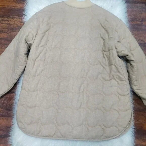 Madewell Italian Fabric Womens Large Quilted Oversized Bomber Jacket Matchstick - Picture 7 of 10